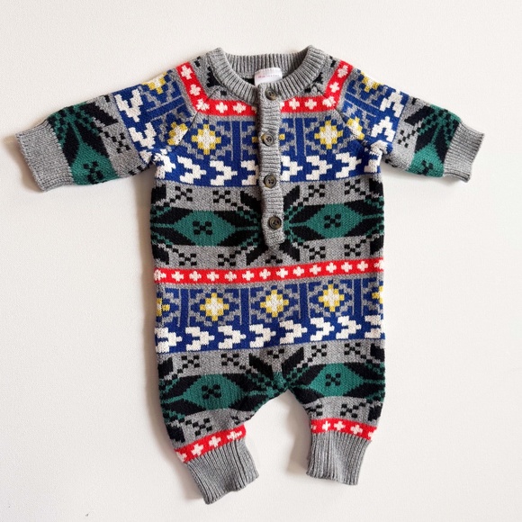 Hanna Andersson Winter Festival Baby 1st Holiday Sweater Romper Gift 0-3 Month - Picture 10 of 11